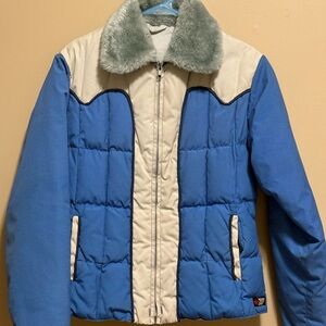 Wild Rose Blue and Cream Ski Jacket